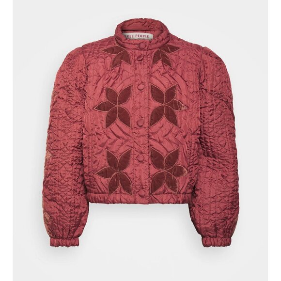 NWT Free People Quinn quilted red jacket in Marsala Red, S - Picture 2 of 16